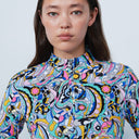 DS Art Multi Mix Colorful Print Long Sleeve Polo Shirt