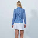 DS Art Modern Geo Blue Print Long Sleeve Polo Shirt