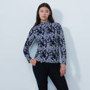 DS Art Modern Stripe Print Long Sleeve Polo Shirt