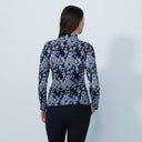 DS Art Modern Stripe Print Long Sleeve Polo Shirt