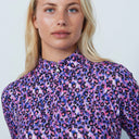 DS Art Bright Leo Pink Animal Print Long Sleeve Polo Shirt