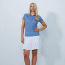 DS Art Modern Geo Blue Print Short Sleeve Polo Shirt