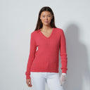 DS Intense Coral Cable Knit V-Neck Sweater S25