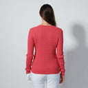DS Intense Coral Cable Knit V-Neck Sweater S25