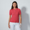 DS Intense Coral Cable Knit Short Sleeve Polo Shirt S25