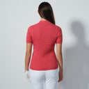 DS Intense Coral Cable Knit Short Sleeve Polo Shirt S25