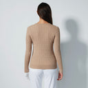 DS Raw Beige Cable Knit V-Neck Sweater