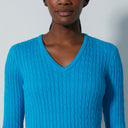 DS Sea Salt Green Cable Knit V-Neck Sweater