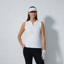 DS Massy White on White Sleeveless Polo Shirt