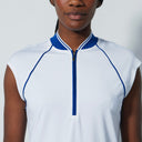 DS Colima White and Power Blue Sleeveless Shirt