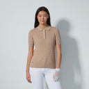 DS Raw Beige Cable Knit Short Sleeve Polo Shirt