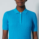 DS Sea Salt Green Cable Knit Short Sleeve Polo Shirt