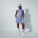 DS Carira Power Blue and White Print Sleeveless Dress