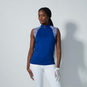 DS Carira Power Blue Sleeveless Printed Shoulder Top
