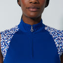 DS Carira Power Blue Sleeveless Printed Shoulder Top