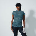 DS Valente Geo Tribe Print Cap Sleeve Mesh Polo Shirt