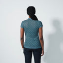 DS Valente Geo Tribe Print Cap Sleeve Mesh Polo Shirt