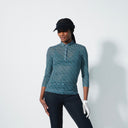 DS Valente Geo Tribe Print 3/4 Sleeve Mesh Polo Shirt