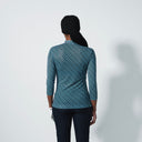 DS Valente Geo Tribe Print 3/4 Sleeve Mesh Polo Shirt