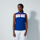 DS Cecilio Power Blue Pink Color Block Sleeveless Polo Shirt
