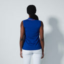 DS Cecilio Power Blue Pink Color Block Sleeveless Polo Shirt