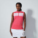 DS Cecilio Intense Coral Pink Color Block Sleeveless Polo Shirt