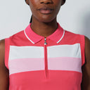 DS Cecilio Intense Coral Pink Color Block Sleeveless Polo Shirt