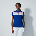 DS Cecilio Power Blue Pink Color Block Cap Sleeve Polo Shirt