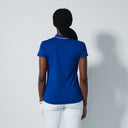 DS Cecilio Power Blue Pink Color Block Cap Sleeve Polo Shirt