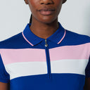DS Cecilio Power Blue Pink Color Block Cap Sleeve Polo Shirt