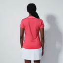 DS Cecilio Intense Coral Pink Color Block Cap Sleeve Polo Shirt