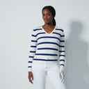 DS Power Blue and White Stripe Cable Knit Sweater