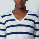 DS Power Blue and White Stripe Cable Knit Sweater