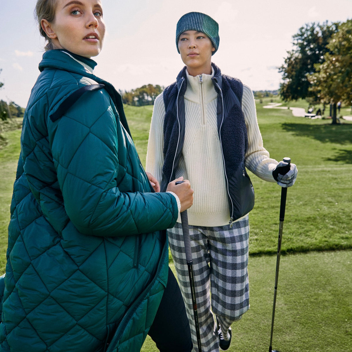 golf dress nori green DS Valence Quilted Coat BEADED-DETAIL