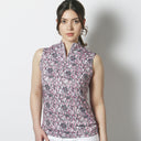 Ravenna Pink Animal Sleeveless Polo Shirt