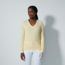 DS Light Yellow Cable Knit V-Neck Sweater
