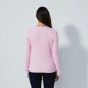 DS Pink Cable Knit V-Neck Sweater