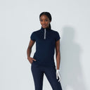 DS Kim Dark Navy Cap Sleeve Polo Shirt S25