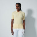 DS Light Yellow Cable Knit Short Sleeve Polo Shirt