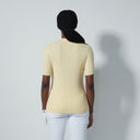 DS Light Yellow Cable Knit Short Sleeve Polo Shirt