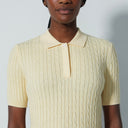 DS Light Yellow Cable Knit Short Sleeve Polo Shirt