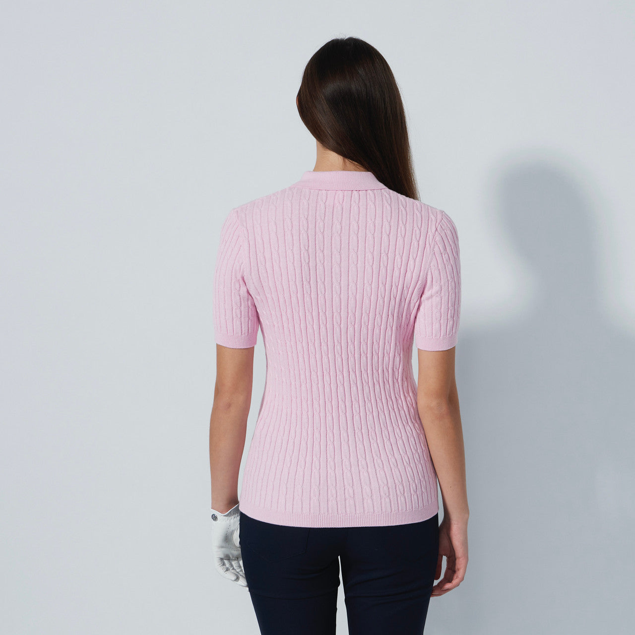 Madelene Pink Cable Knit Short Sleeve Polo Shirt – Daily Sports USA