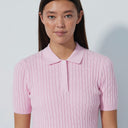 DS Pink Cable Knit Short Sleeve Polo Shirt