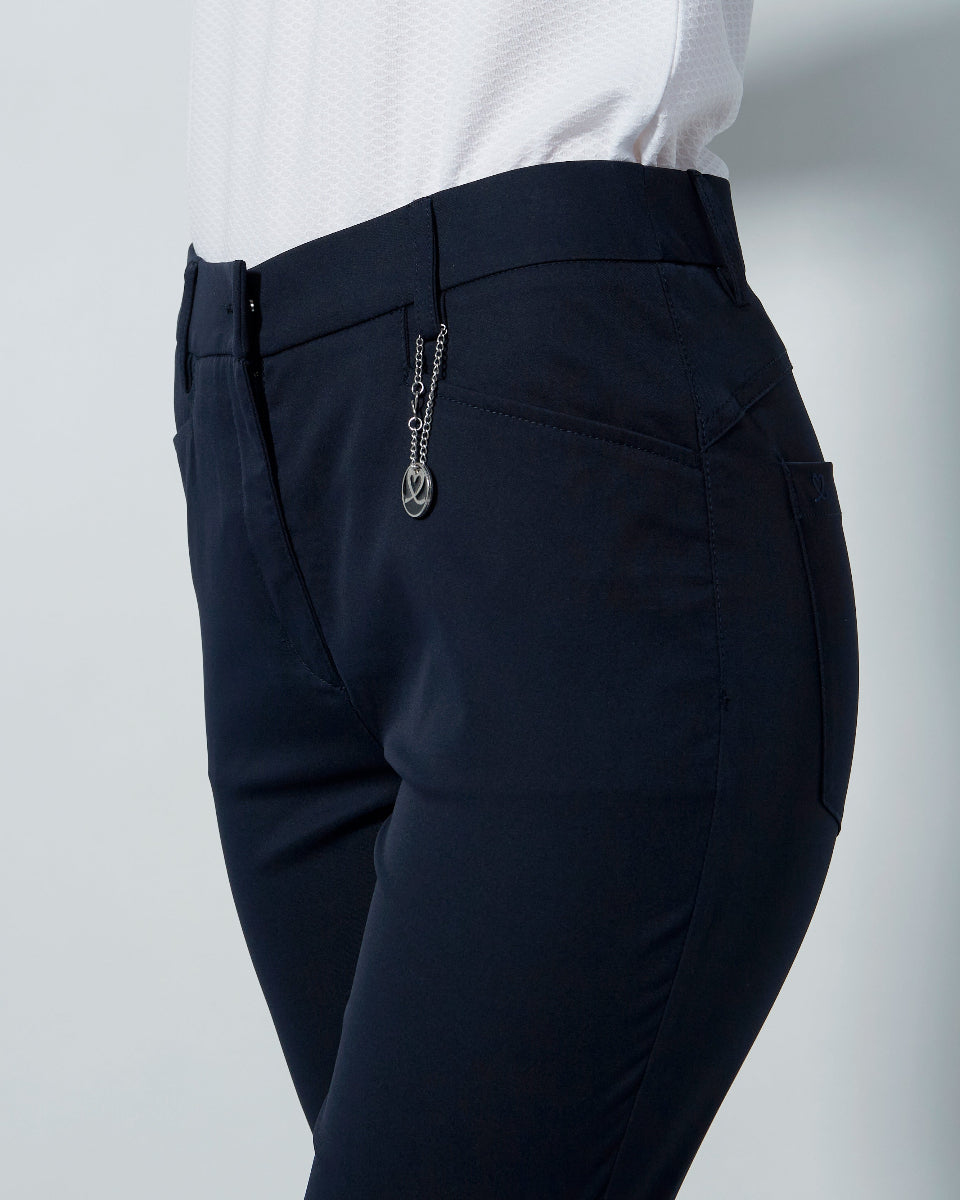 navy blue capri dress pants Coconut Row Double Button Hem Capri Pant - Jet Blue