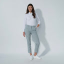 DS Khaki and White Check Print Ankle Pants
