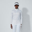 DS Tempo White and Gold Metallic Argyle Print Long Sleeve Shirt