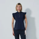 DS Luxe Dark Navy Frill Sleeveless Polo Shirt