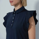 DS Luxe Dark Navy Frill Sleeveless Polo Shirt