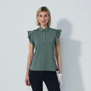 DS Luxe Khaki Frill Sleeveless Polo Shirt