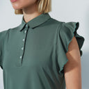 DS Luxe Khaki Frill Sleeveless Polo Shirt